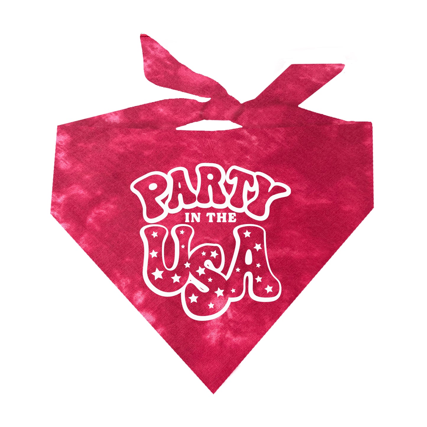 Party In The USA Scrunch Tie Dye Pattern Triangle Dog Bandana