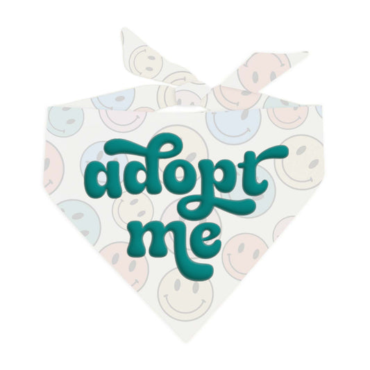 Adopt Me Adoption Groovy Red Puff Printed Happy Face Dog Bandana