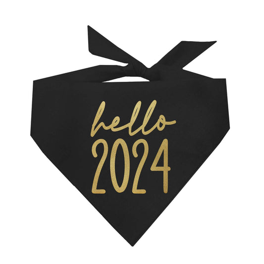 Hello 2024 Happy New Year Triangle Dog Bandana