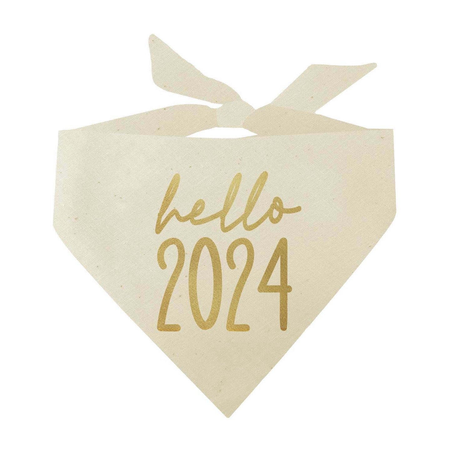 Hello 2024 Happy New Year Triangle Dog Bandana