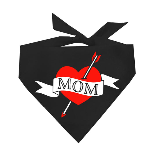 Mom Heart Tattoo Valentine's Day Triangle Dog Bandana