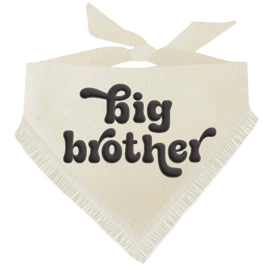Big Brother Boho Natural Baby Announcement Dog Bandana With Fringe