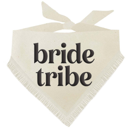 Bride Tribe Natural Boho Wedding Bridal Party Dog Bandana With Fringe