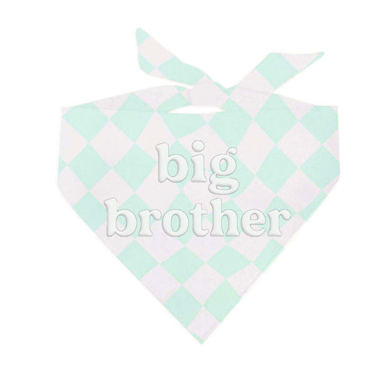 Big Brother Retro Teal Wavey Checkerboard Dog Bandana