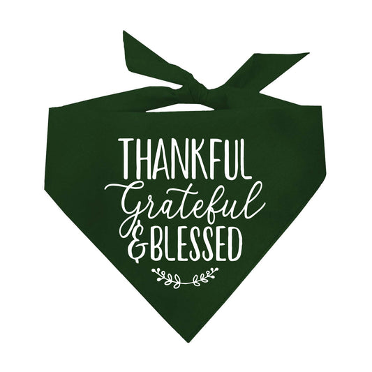 Thankful Grateful Blessed Triangle Dog Bandana (Assorted Fall Colors)