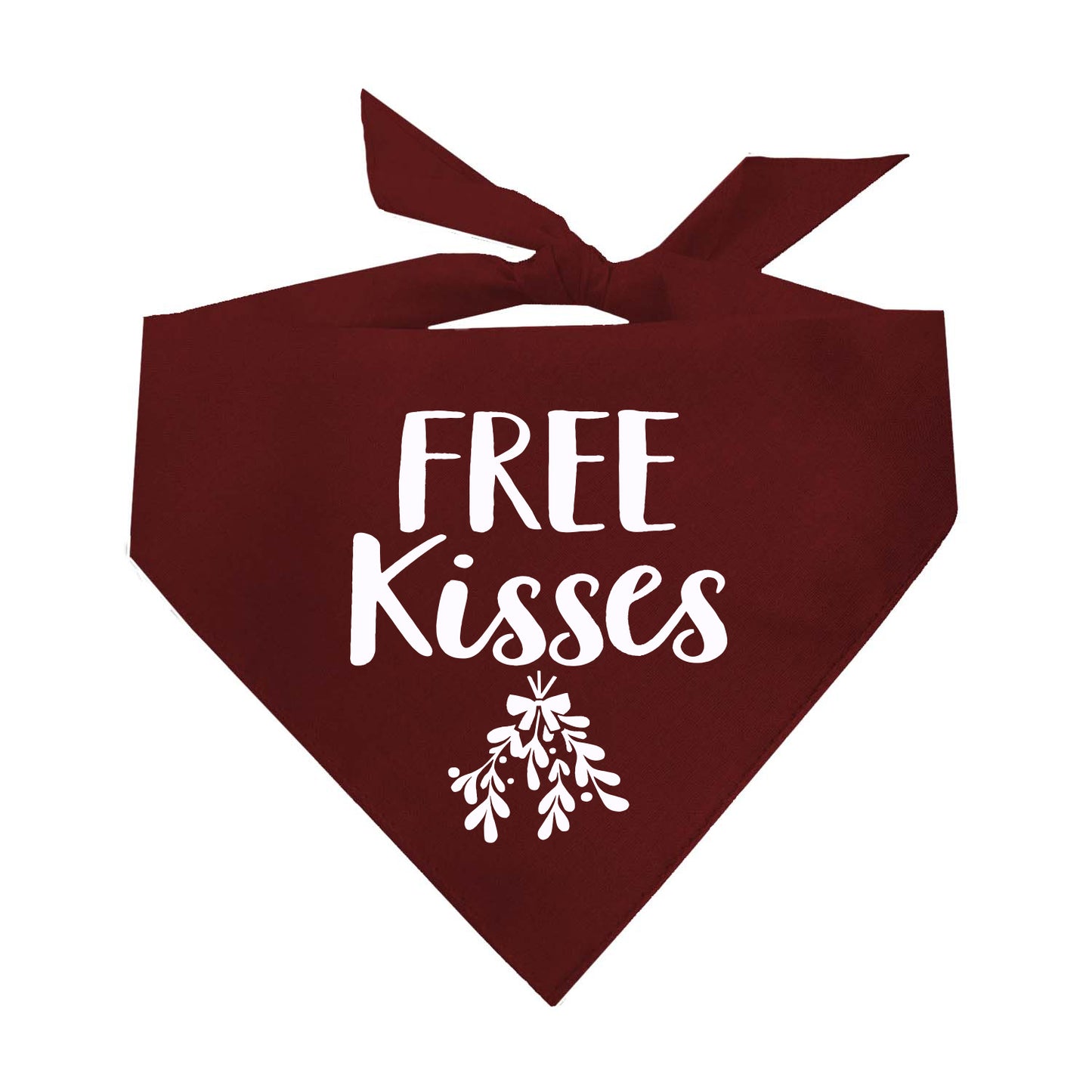 Free Kisses Mistletoe Triangle Dog Bandana