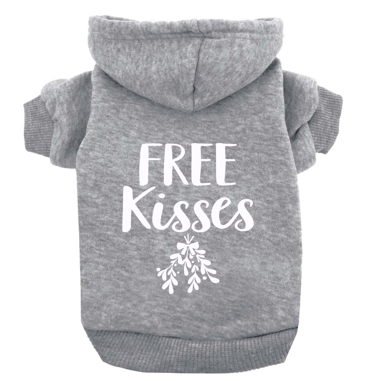 Free Kisses Mistletoe Dog Hoodie