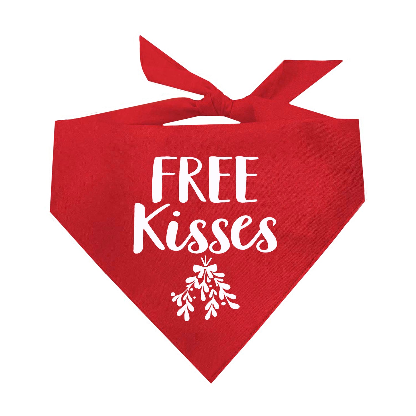 Free Kisses Mistletoe Triangle Dog Bandana