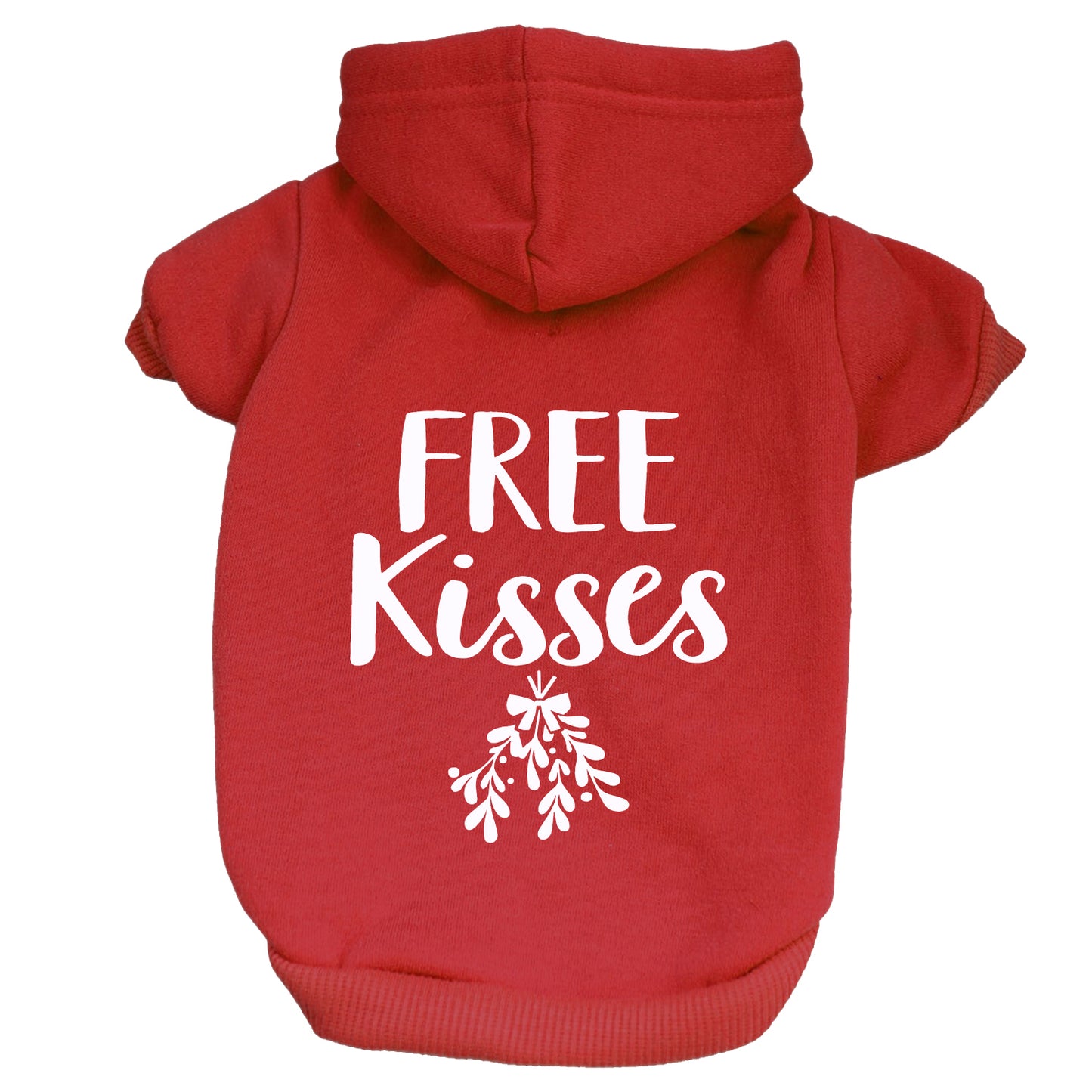 Free Kisses Mistletoe Dog Hoodie