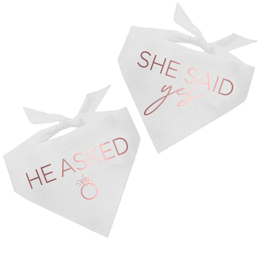 He Asked / She Said Yes 2 Pack Metallic Dog Bandana