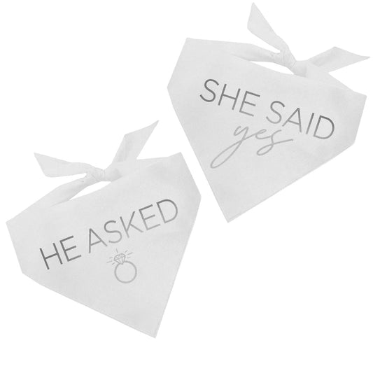 He Asked / She Said Yes 2 Pack Metallic Dog Bandana