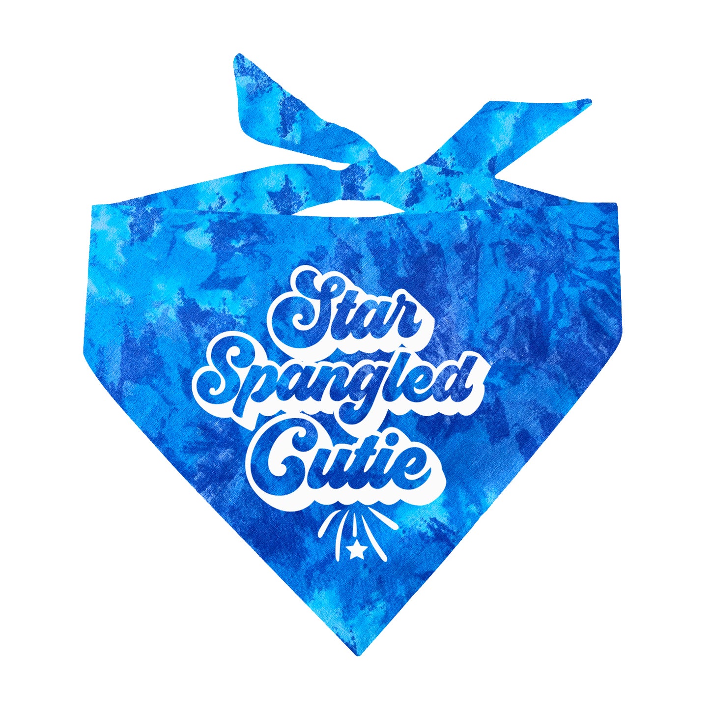 Star Spangled Cutie Scrunch Tie Dye Pattern Triangle Dog Bandana