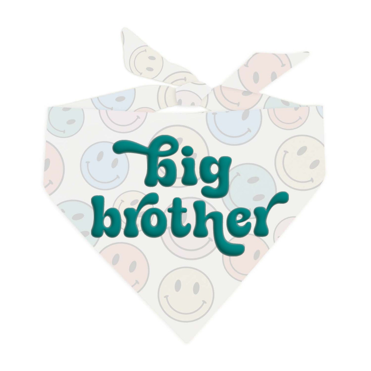 Big Brother Groovy Teal Puff Printed Happy Face Dog Bandana