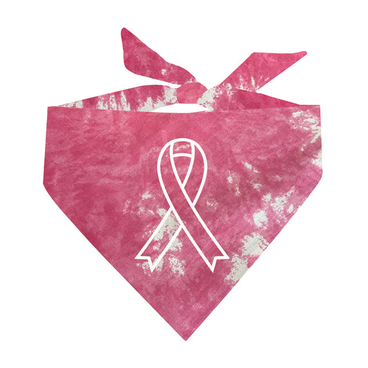 Cancer Ribbon Outline Triangle Tie Dye Dog Bandana