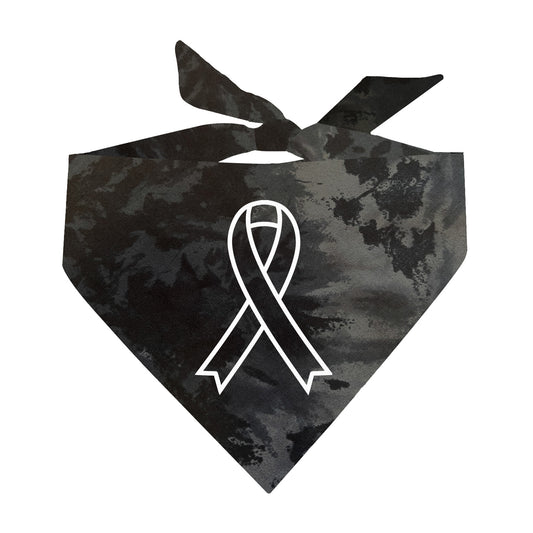 Cancer Ribbon Outline Triangle Tie Dye Dog Bandana