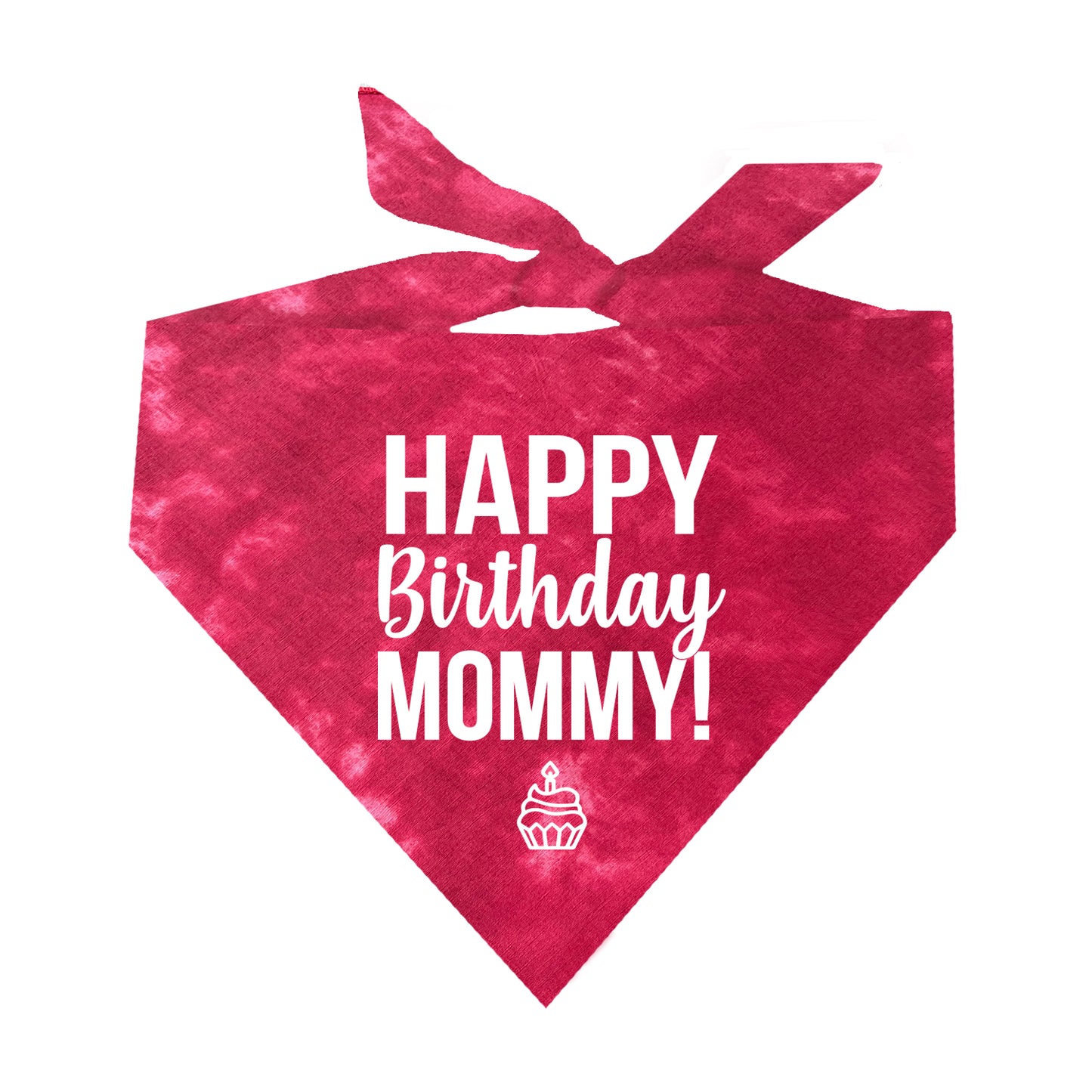 Happy Birthday Mommy! Scrunch Tie Dye Pattern Triangle Dog Bandana