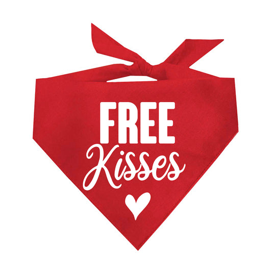 Free Kisses With Heart Valentine's Day Triangle Dog Bandana