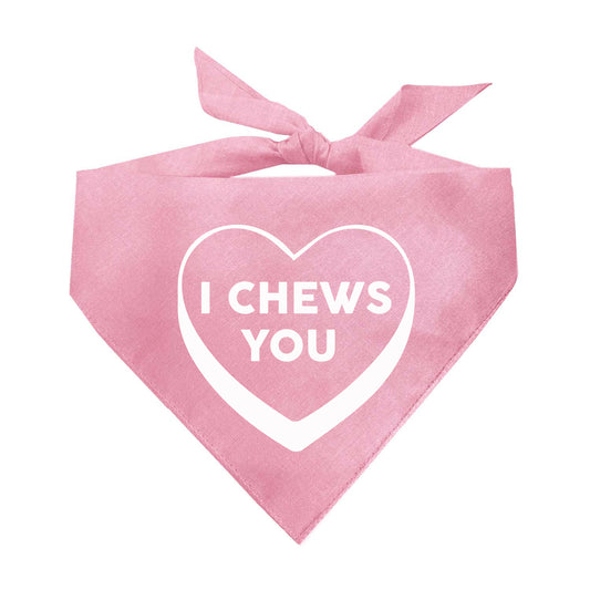 I Chews You Candy Heart Triangle Dog Bandana