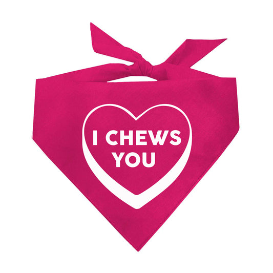 I Chews You Candy Heart Triangle Dog Bandana