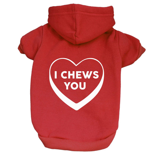 I Chews You Candy Heart Valentine's Day Dog Hoodie