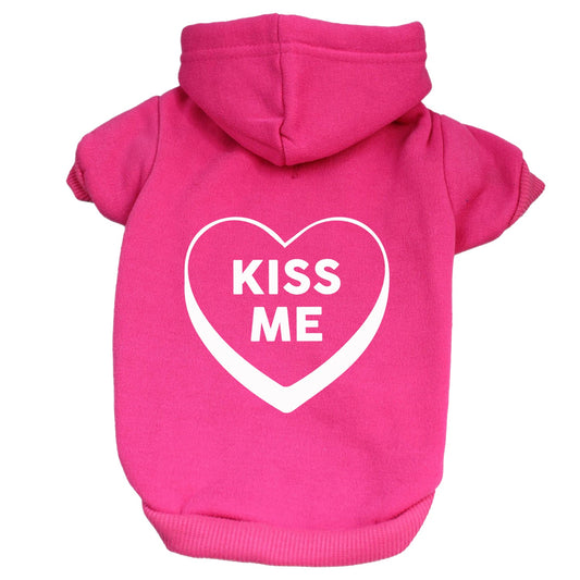 Kiss Me Candy Heart Valentine's Day Dog Hoodie