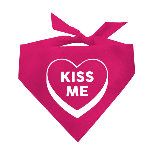 Kiss Me Candy Heart Triangle Dog Bandana