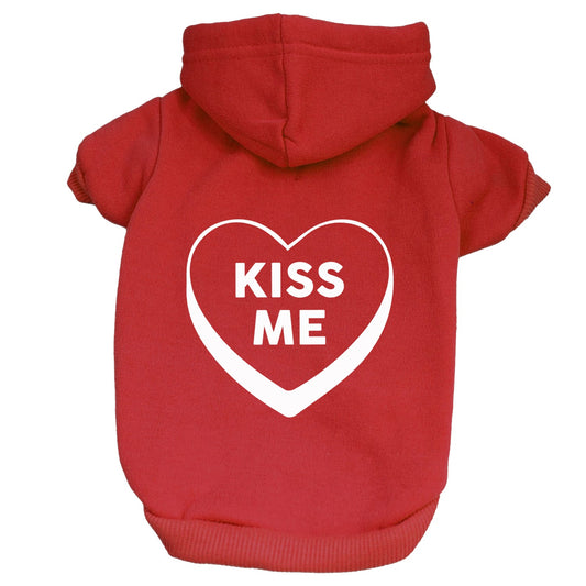 Kiss Me Candy Heart Valentine's Day Dog Hoodie