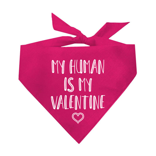 My Human Is My Valentine Valentine's Day Triangle Dog Bandana