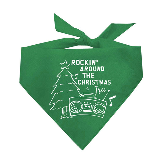 Rockin’ Around The Christmas Tree Triangle Dog Bandana