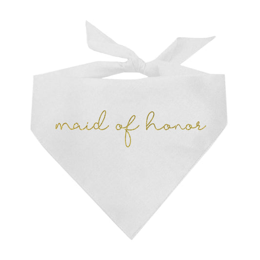 Maid Of Honor (Gold) Wedding Triangle Dog Bandana