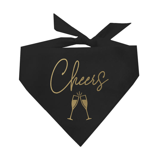 Cheer with Champagne Flutes (Gold) Triangle Dog Bandana