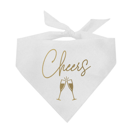 Cheer with Champagne Flutes (Gold) Triangle Dog Bandana