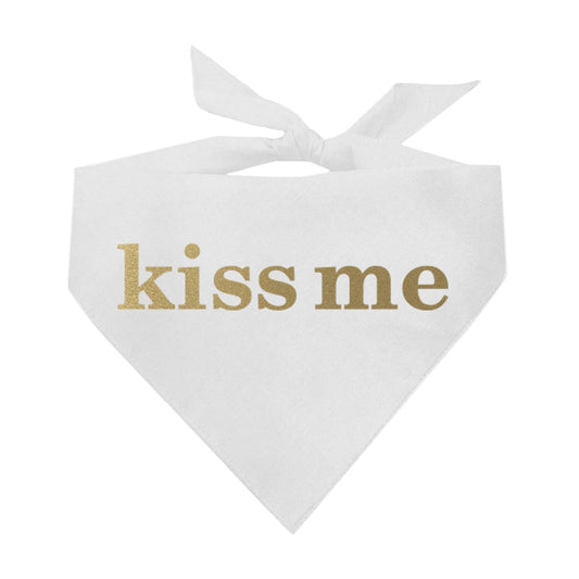 Kiss Me (Gold) New Years Eve Triangle Dog Bandana