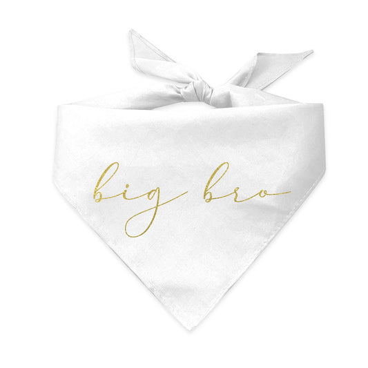 Big Bro Big Brother Elegant Triangle Dog Bandana (Gold Print)