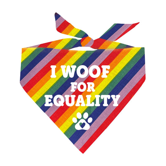 I Woof For Equality LGBTQ Rainbow Triangle Dog Bandana