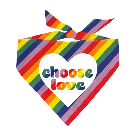 Choose Love Heart LGBTQ Rainbow Triangle Dog Bandana