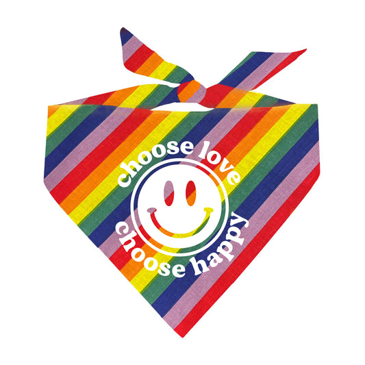 Choose Love Choose Happy LGBTQ Rainbow Triangle Dog Bandana