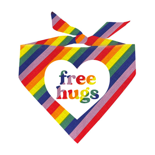 Free Hugs Heart LGBTQ Rainbow Triangle Dog Bandana