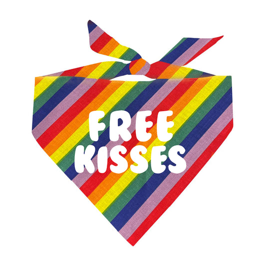 Free Kisses LGBTQ Rainbow Triangle Dog Bandana