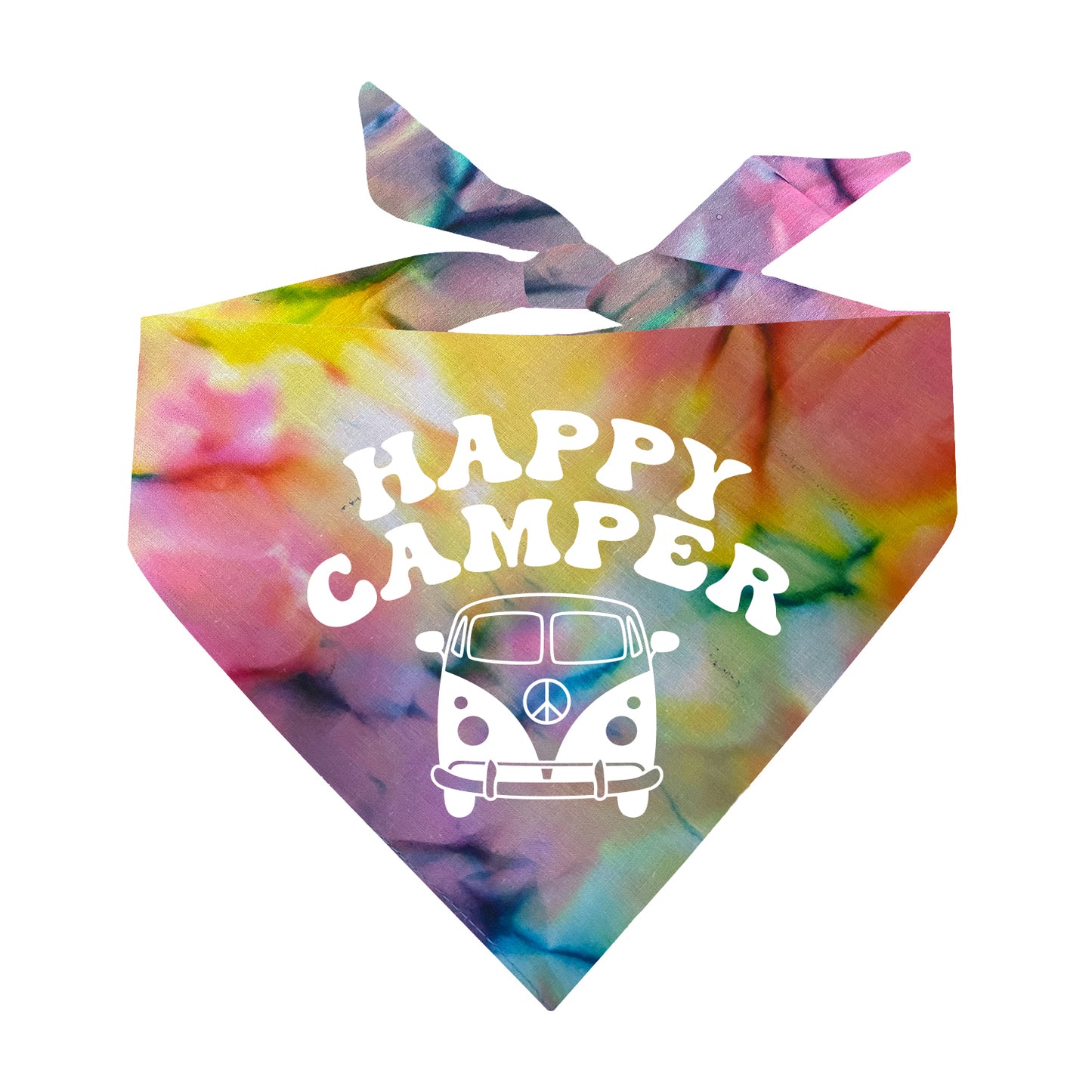 Happy Camper Van Life Scrunch Tie Dye Triangle Dog Bandana