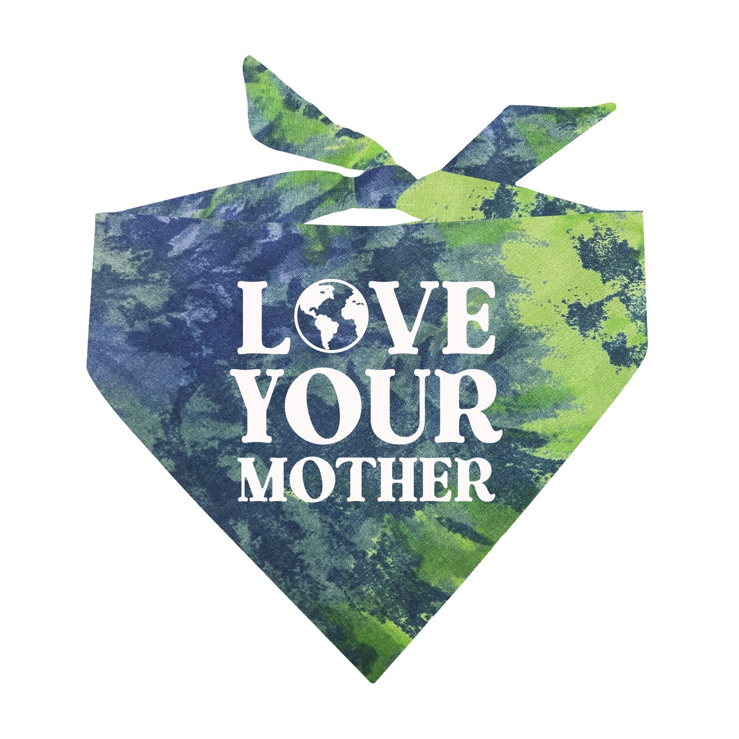 Love Your Mother Earth Love Your Planet Scrunch Tie Dye Triangle Dog Bandana