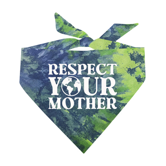 Respect Your Mother Earth Love Your Planet Scrunch Tie Dye Triangle Dog Bandana