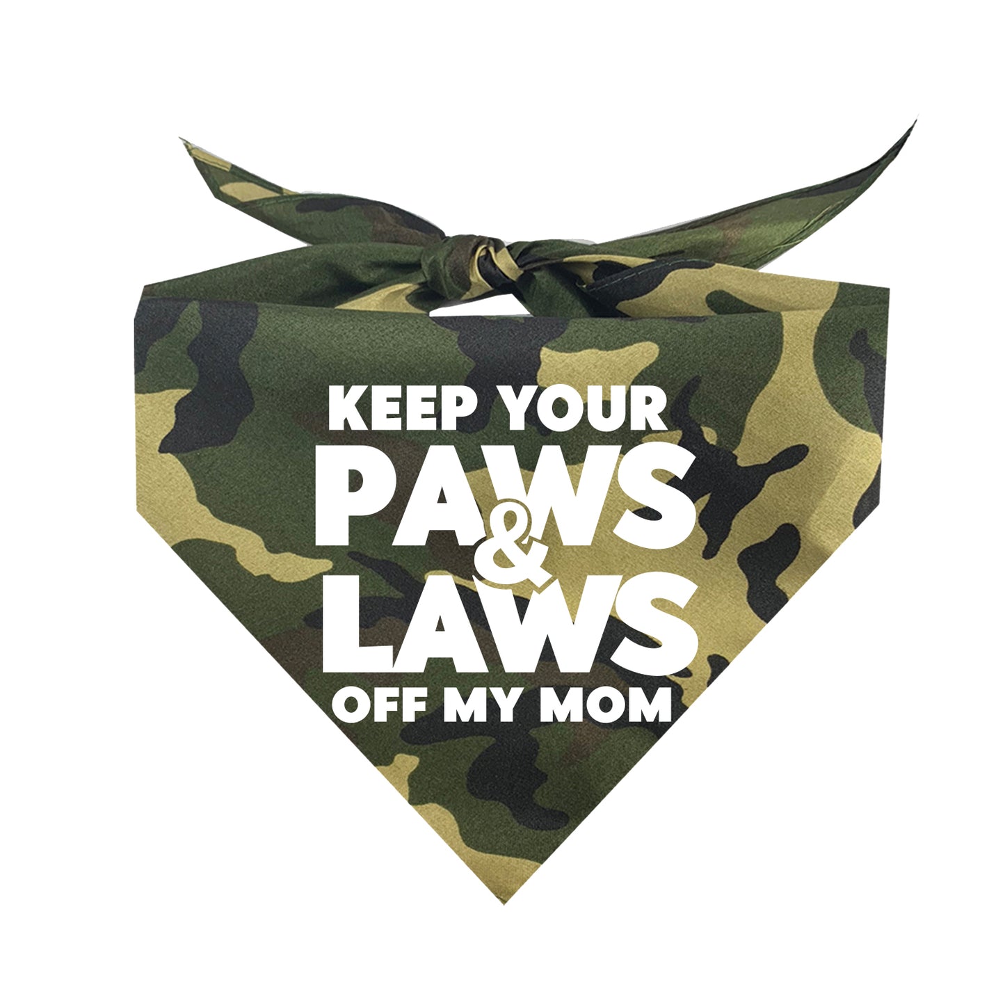 Keep Your Paws & Laws Off My Mom Feminist Triangle Dog Bandana (Assorted Colors)