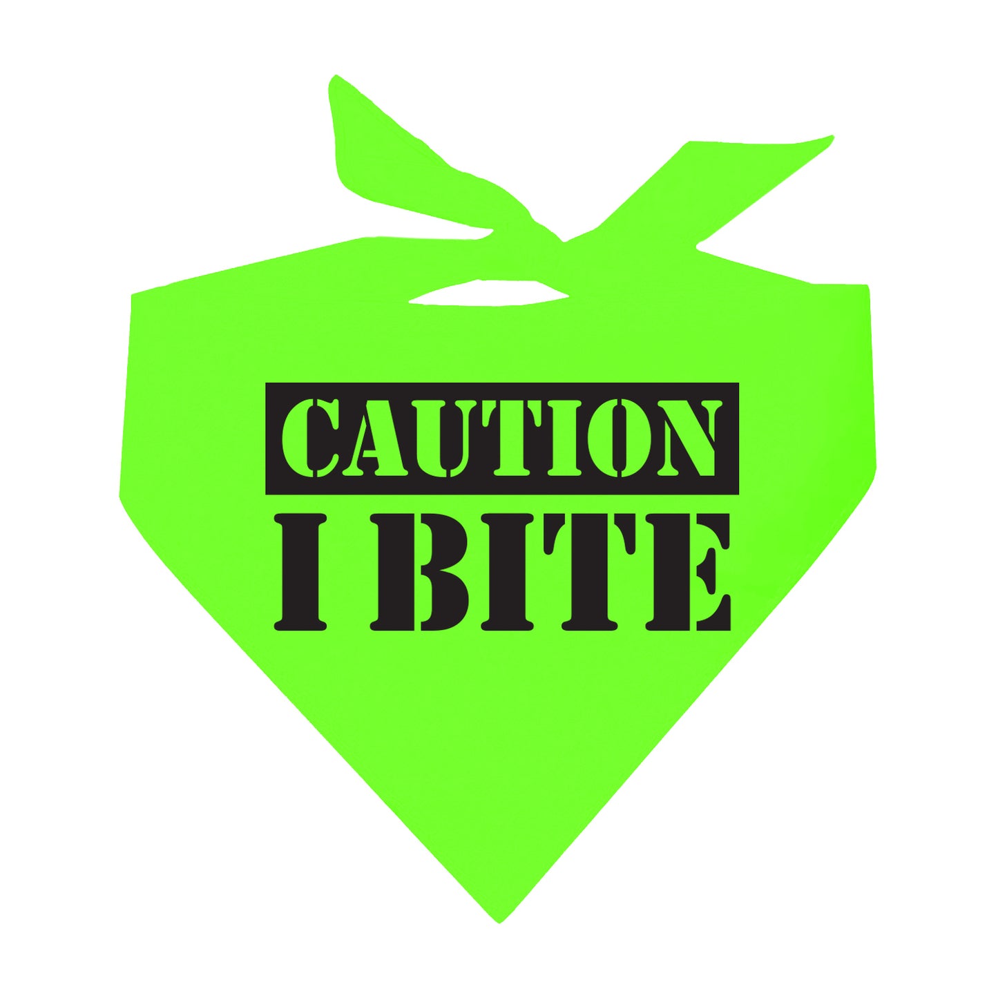 Caution I Bite Neon Triangle Dog Bandana