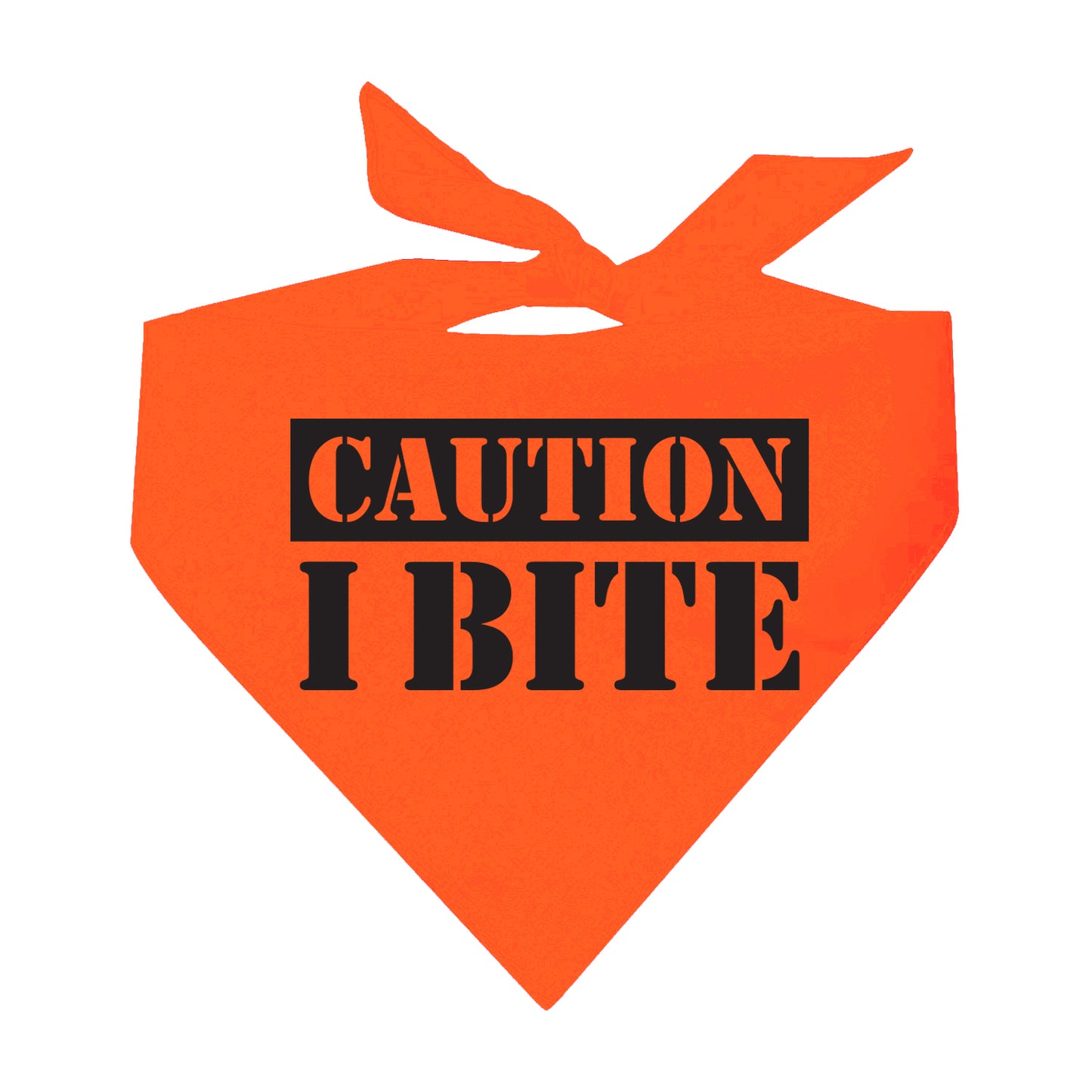 Caution I Bite Neon Triangle Dog Bandana