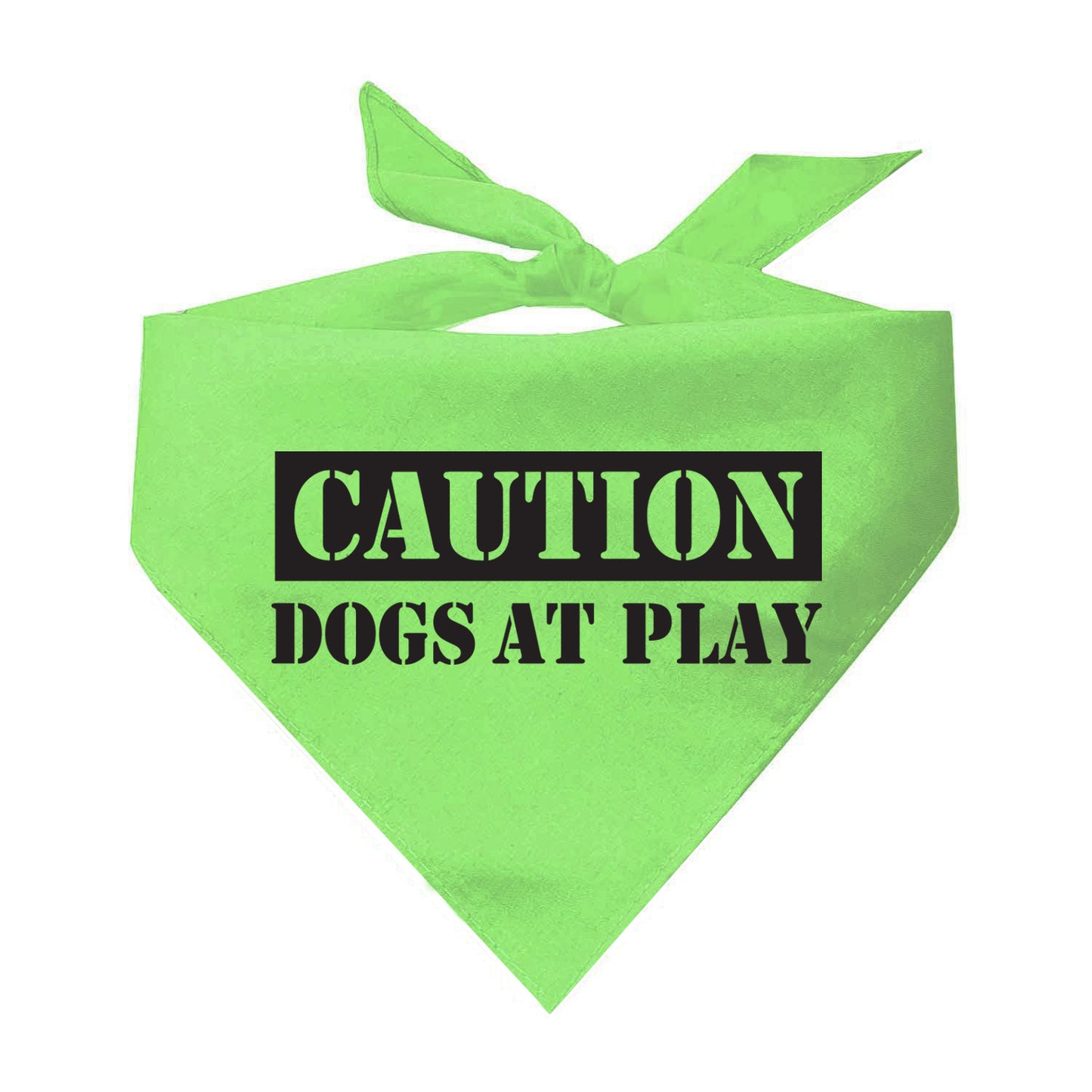 Caution Dogs At Play Triangle Dog Bandana (Assorted Colors)
