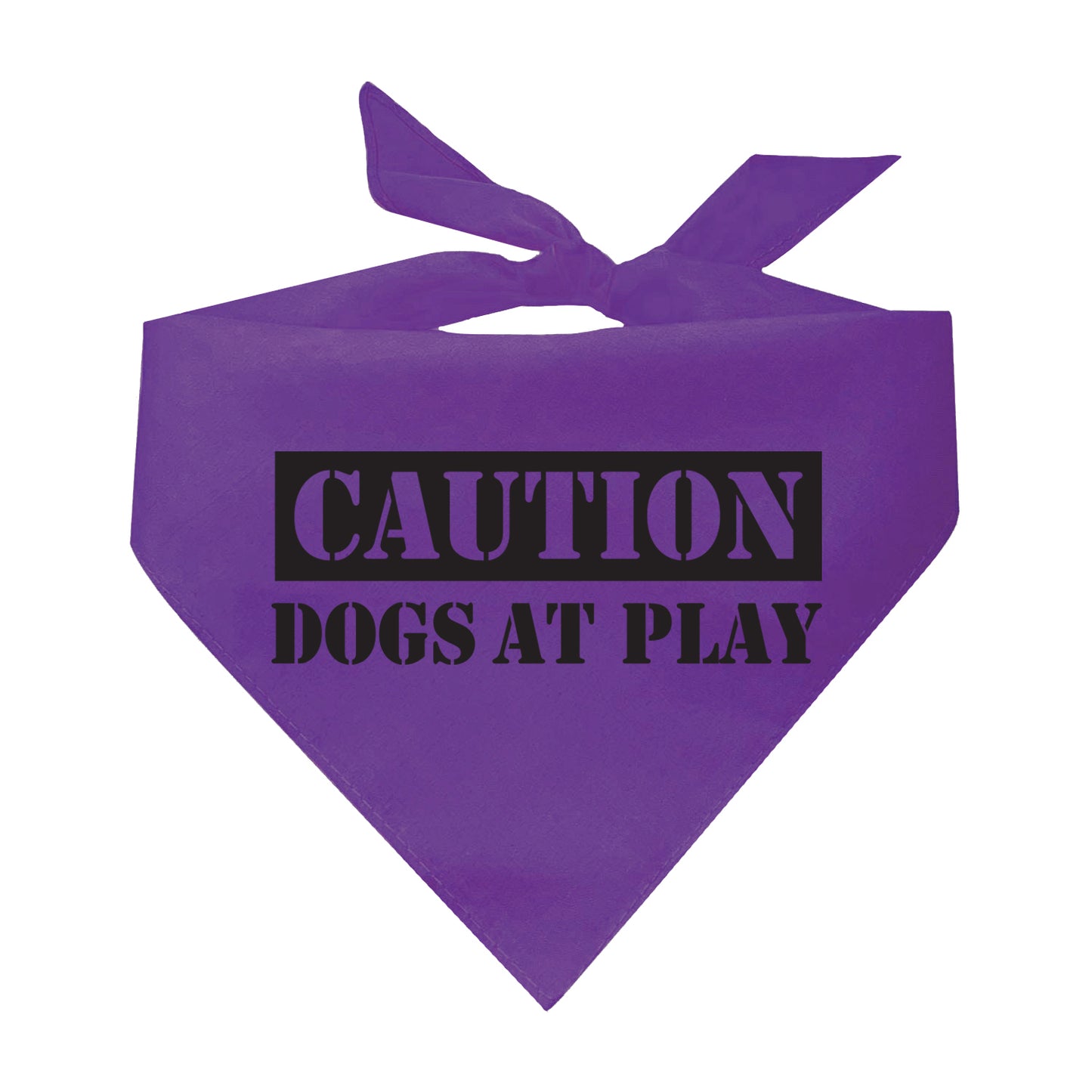 Caution Dogs At Play Triangle Dog Bandana (Assorted Colors)