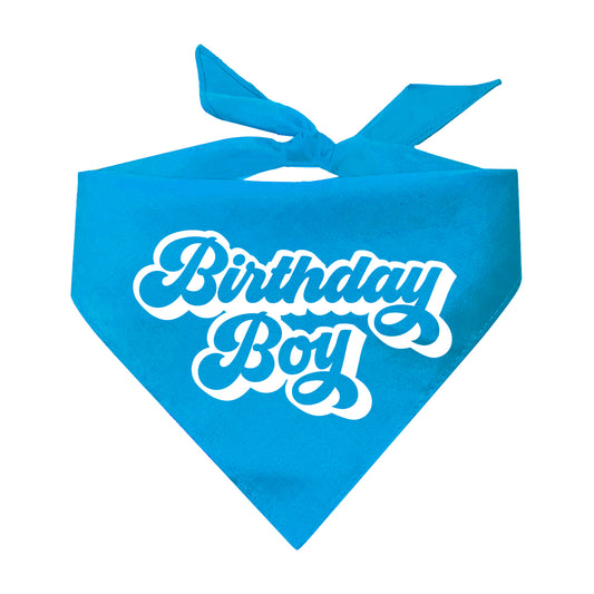 Birthday Boy Retro Triangle Dog Bandana