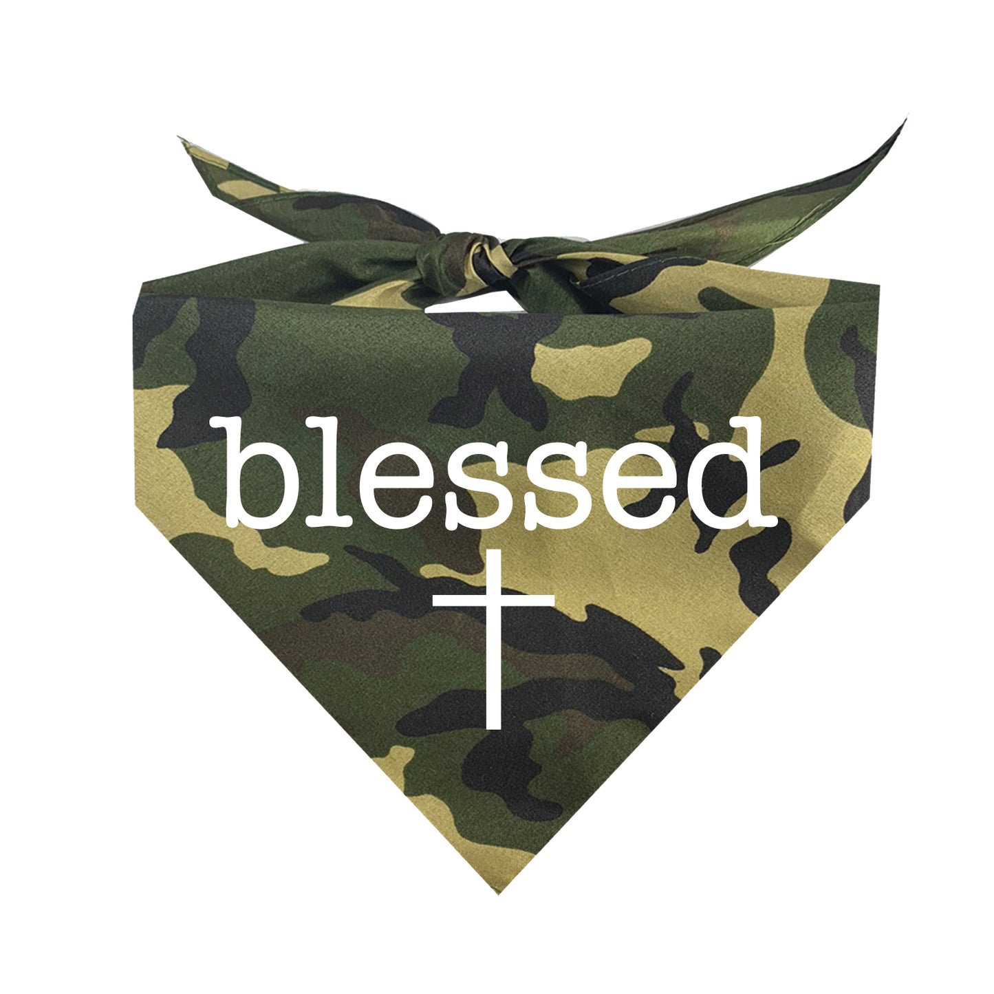 Blessed With Cross Triangle Dog Bandana (Assorted Colors Available)