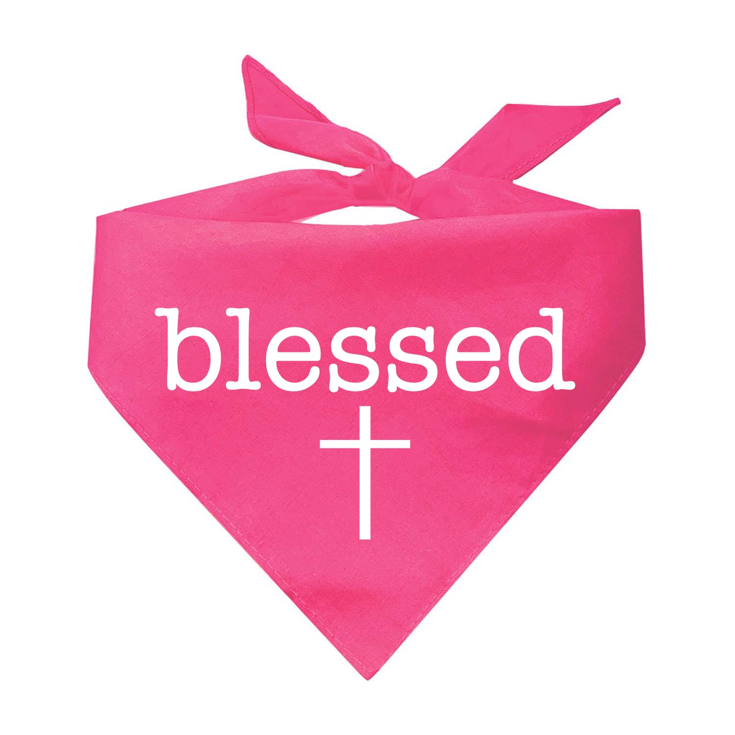 Blessed With Cross Triangle Dog Bandana (Assorted Colors Available)